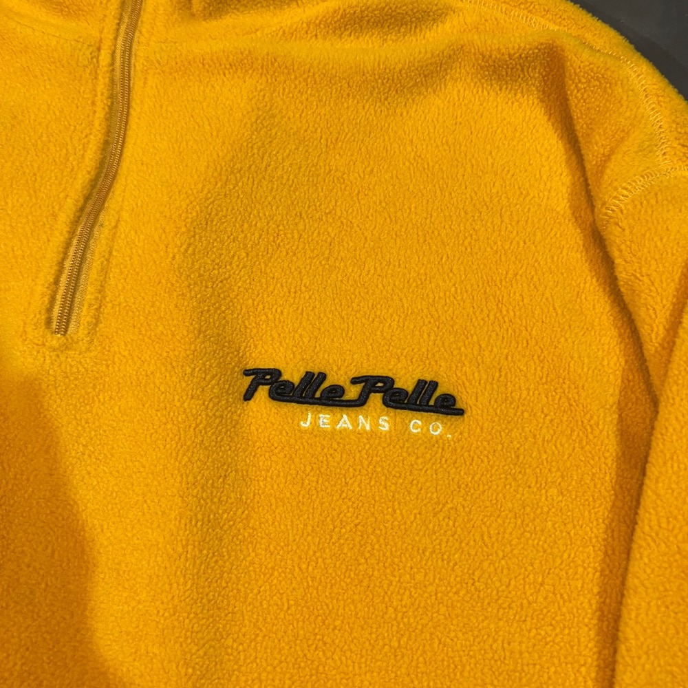 Pelle Pelle Marc Buchanan Mens Yellow Fleece 1/4 Zip Pullover Jacket Size Medium - Picture 4 of 7